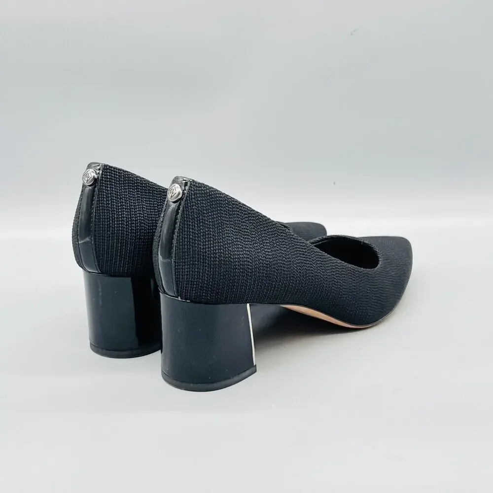 Donald Pliner Shoes Womens 7.5 Black Textured Block Heel Pumps Pointed Toe
